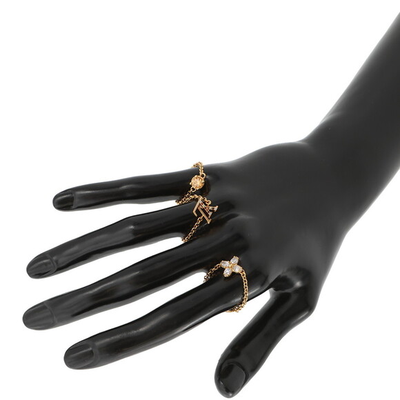 Louis Vuitton Women's Ring Set with LV Rhinestones, Size M, M1695M.